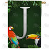 America Forever Tropical Birds Monogram House Flag