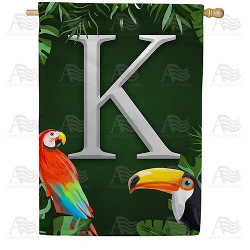 America Forever Tropical Birds Monogram House Flag