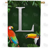 America Forever Tropical Birds Monogram House Flag