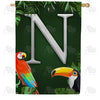 America Forever Tropical Birds Monogram House Flag