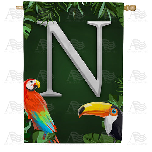 America Forever Tropical Birds Monogram House Flag
