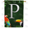 America Forever Tropical Birds Monogram House Flag
