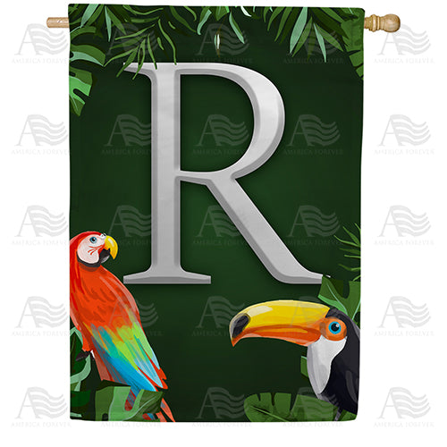 America Forever Tropical Birds Monogram House Flag