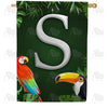 America Forever Tropical Birds Monogram House Flag