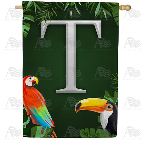 America Forever Tropical Birds Monogram House Flag