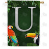 America Forever Tropical Birds Monogram House Flag