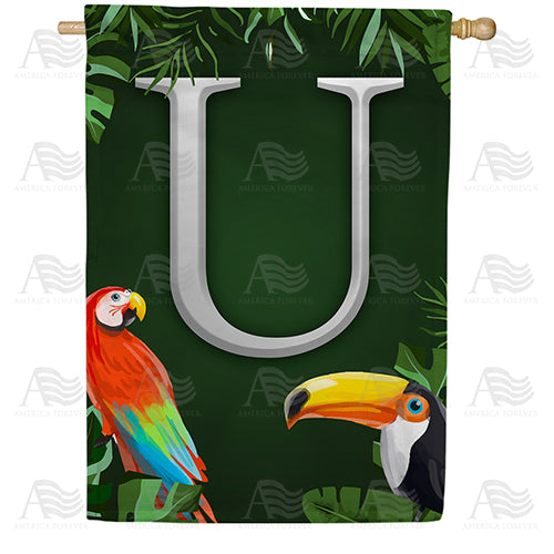 America Forever Tropical Birds Monogram House Flag