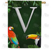 America Forever Tropical Birds Monogram House Flag