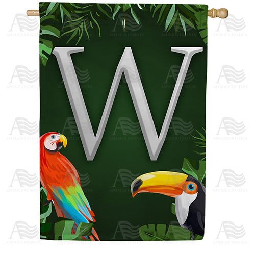 America Forever Tropical Birds Monogram House Flag
