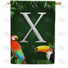 America Forever Tropical Birds Monogram House Flag