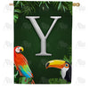 America Forever Tropical Birds Monogram House Flag