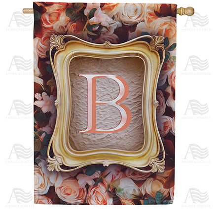 America Forever Antique Gold Frame Monogram House Flag