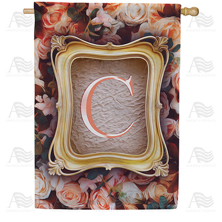 America Forever Antique Gold Frame Monogram House Flag