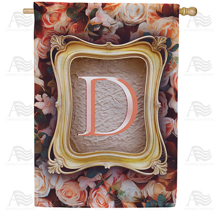 America Forever Antique Gold Frame Monogram House Flag