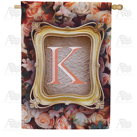 America Forever Antique Gold Frame Monogram House Flag
