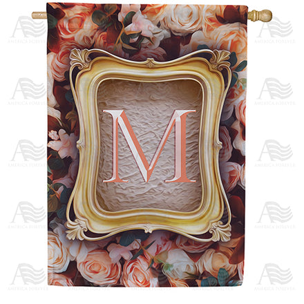 America Forever Antique Gold Frame Monogram House Flag