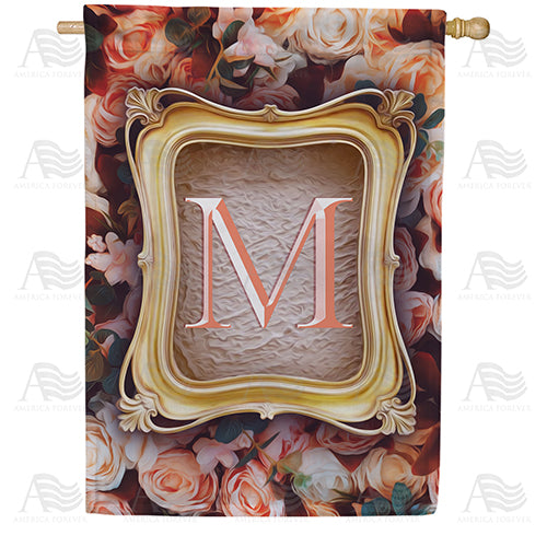 America Forever Antique Gold Frame Monogram House Flag