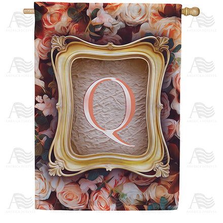 America Forever Antique Gold Frame Monogram House Flag