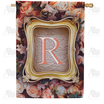America Forever Antique Gold Frame Monogram House Flag