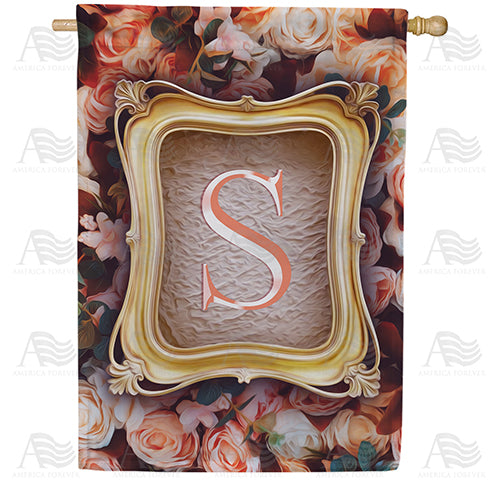 America Forever Antique Gold Frame Monogram House Flag