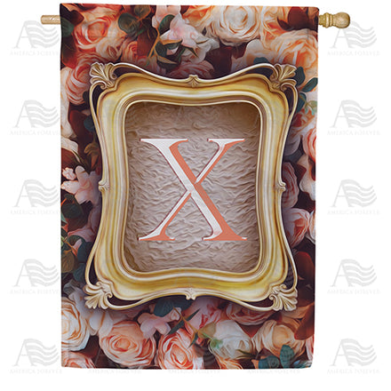 America Forever Antique Gold Frame Monogram House Flag