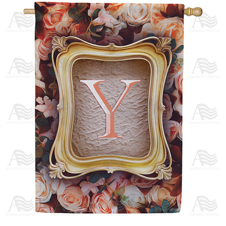 America Forever Antique Gold Frame Monogram House Flag