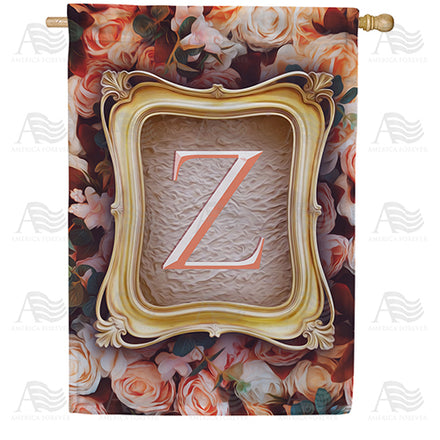 America Forever Antique Gold Frame Monogram House Flag