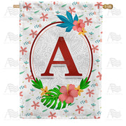 America Forever Periwinkle Petals Monogram House Flag