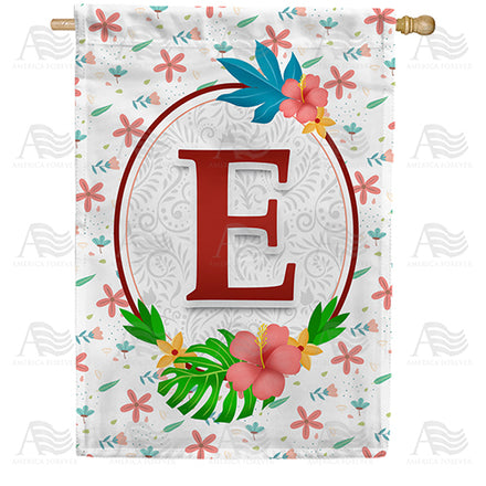 America Forever Periwinkle Petals Monogram House Flag