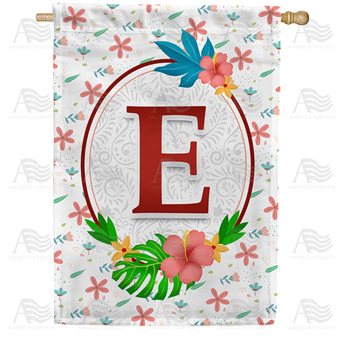 America Forever Periwinkle Petals Monogram House Flag