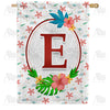 America Forever Periwinkle Petals Monogram House Flag