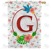 America Forever Periwinkle Petals Monogram House Flag