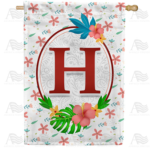 America Forever Periwinkle Petals Monogram House Flag