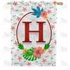 America Forever Periwinkle Petals Monogram House Flag