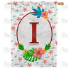 America Forever Periwinkle Petals Monogram House Flag