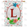America Forever Periwinkle Petals Monogram House Flag