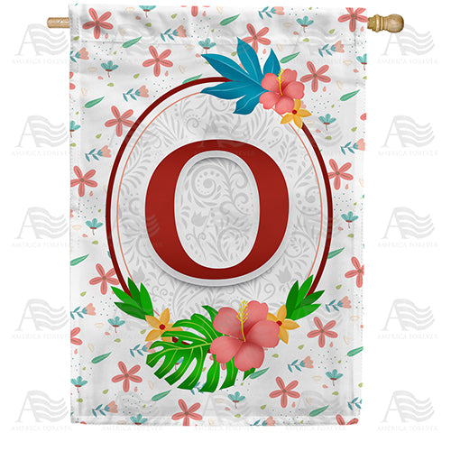 America Forever Periwinkle Petals Monogram House Flag