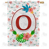 America Forever Periwinkle Petals Monogram House Flag