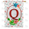 America Forever Periwinkle Petals Monogram House Flag