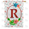 America Forever Periwinkle Petals Monogram House Flag