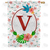 America Forever Periwinkle Petals Monogram House Flag