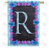 America Forever Blue And Purple Hydrangea Monogram House Flag