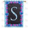 America Forever Blue And Purple Hydrangea Monogram House Flag