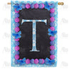 America Forever Blue And Purple Hydrangea Monogram House Flag