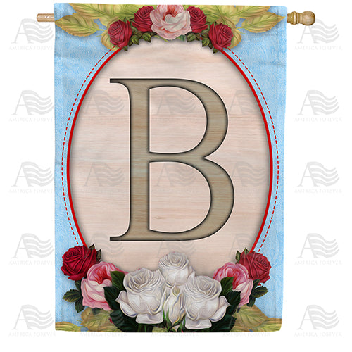 America Forever Rose Wood Monogram House Flag