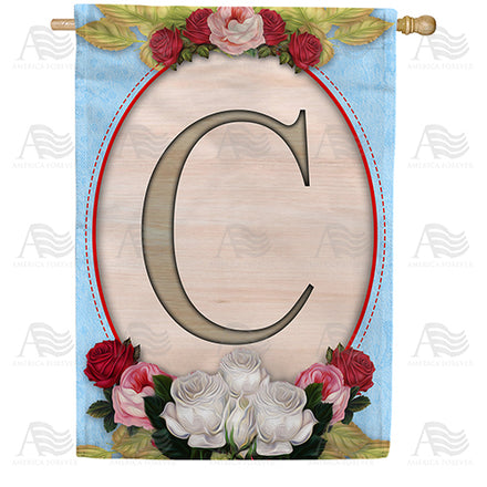 Rose Wood Monogram House Flag