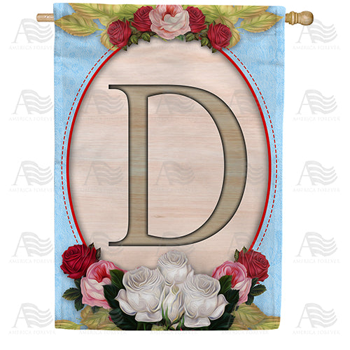 America Forever Rose Wood Monogram House Flag