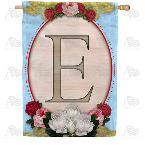 America Forever Rose Wood Monogram House Flag