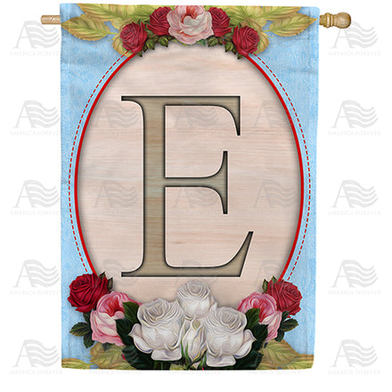America Forever Rose Wood Monogram House Flag