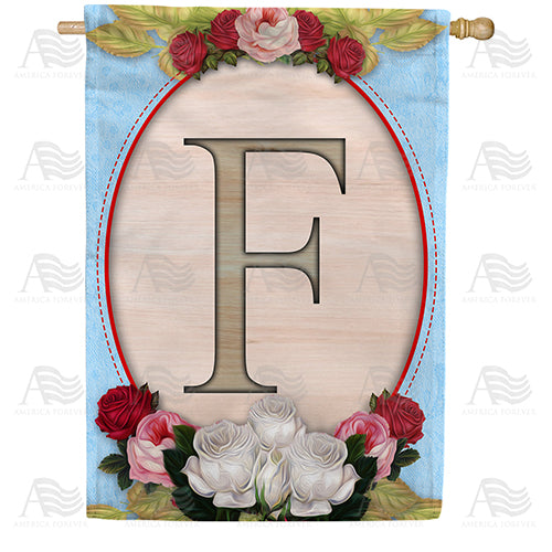 America Forever Rose Wood Monogram House Flag